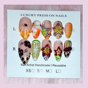 Luxury Press-On Nails Set - tropical summer